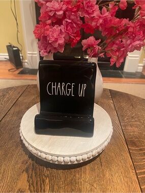 Rae Dunn Black 'Charge Up' Ceramic Phone Stand